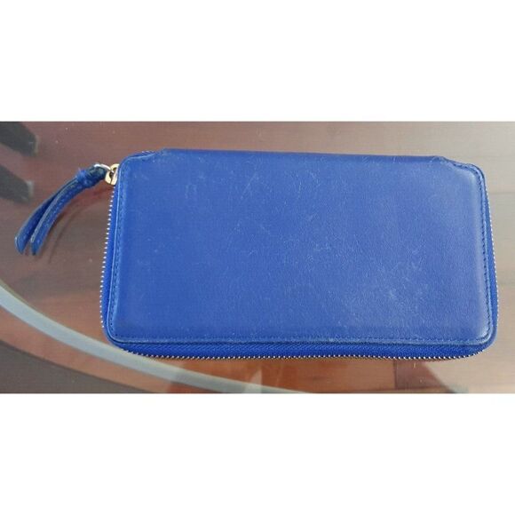Barneys New York Cobalt Blue Leather Zip Around Wallet - Picture 2 of 7